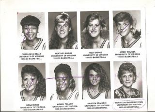 1992 93 U Virginia Womens Basketball 8x10 Ryan Burge Twins