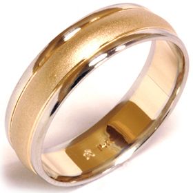   Mens Solid 14 K White Yellow Gold Wedding Ring Brushed Band