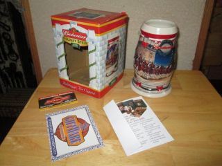 2001 Budweiser Holiday Beer Stein Mug Clydesdales Horses