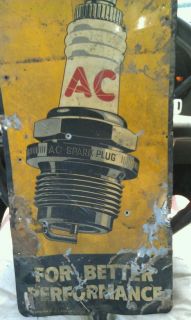 Vintage Estate Find AC Delco Spark Plug Metal Advertising Sign 