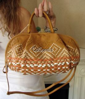 Isabella Fiore Brynn Bowler Tahoe Tribal Weave Leather Bag