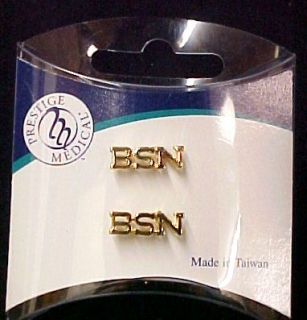 bsn nurse medical lapel pin tac set of 2 gold plate new brand new 1st 