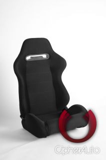   Pair Black Cloth Bucket Racing Sport Seats Car Acura Universal