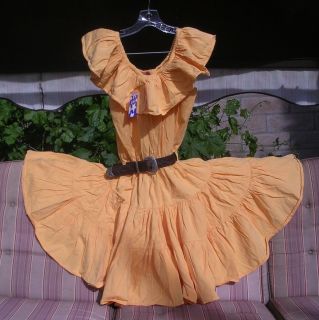 NWT Beautiful Orangey Yellow Western Sun Dress with Belt Stretch Waist 