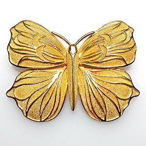   Designer Butterfly Brooch Pin Solid 18K Gold Fine Estate Jewelry