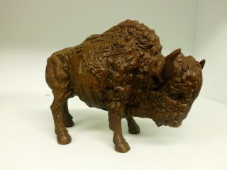 Red Mill Manufacturing Carved Pecan Buffalo Statue Collectible