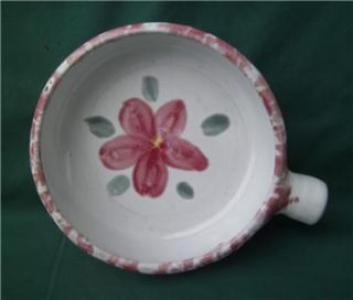 Bybee Pottery Kentucky KY White Pink Flower Casserole Bowl French 