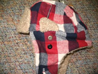 Urban Pipeline Buffalo Plaid Trapper Winter Hat Red with Flaps New 