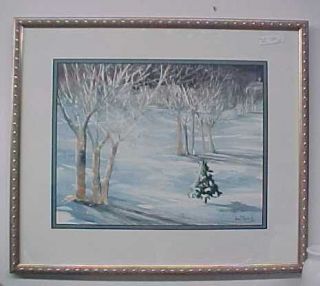 David C Brown Watercolor Winter Scene Landscape 1995
