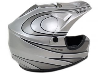   PGR Silver Motocross Dirt Bike Buggy ATV Off Road B MX MX DOT Helmet