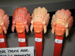 PEZ INDIAN CHIEF (1 item) marble color headdress 1970s #C