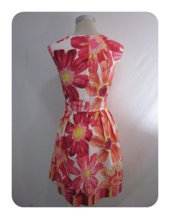 New Kim Rogers Peach Pink Multi Floral Cotton V Neck Dress 18 $94 