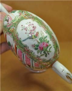  Chinese Export Canton Rose Medallion Porcelain Cadogan Puzzle Teapot