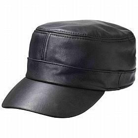 Solid Genuine Lambskin Leather Cap Cadet Cap Hat