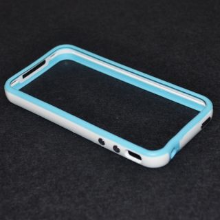 Blue White Rubber Open Back Bumper Case Cover for Apple iPhone 4 s 4G 