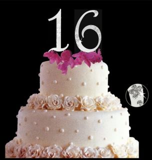   16 Sixteen Birthday Swarovski Crystal Accents Cake Topper Set