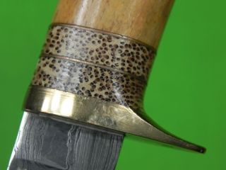Custom Hand Made Mark Nevling Burr Oak Hunting Knives Damascus Blade 