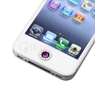 Purple Bling Diamond Home Button Sticker for Apple iPod Touch 4th Gen 