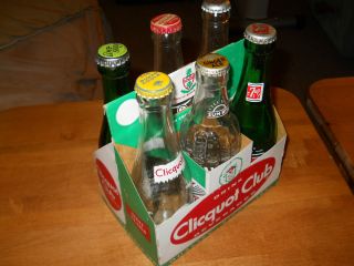 Soda Pop Bottle 6 Pack Clicquot Club Sprig Hustings 7 Up Spring Grove 