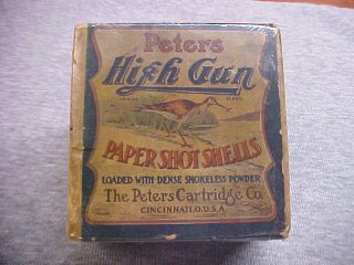 PETERS HIGH GUN SNIPE Two PIECE 20 GA. Paper Shot Shell Box Vintage 