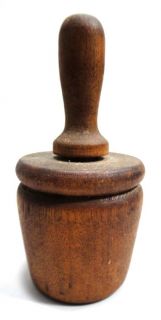 antique Early Wood Butter Cookie Press Mold Cherry Pattern Treen 
