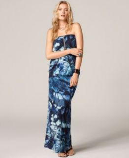 Calvin Klein New Navy Printed Full Length Strapless Sundress Petites 