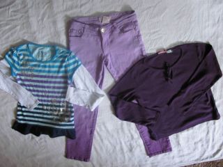 3PC Lot Girls Clothes Justice Camp Beverly Hill Tops Rubee Jeans
