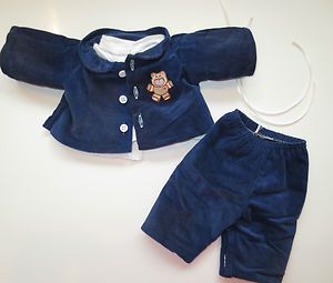 Cabbage Patch Doll Clothes Navy Cord Jacket Bear Applique Pants Logo 