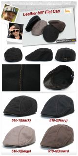   Mens Leather bill Flat Cap Cabbie Gatsby Ivy Irish Hat Newsboy c510