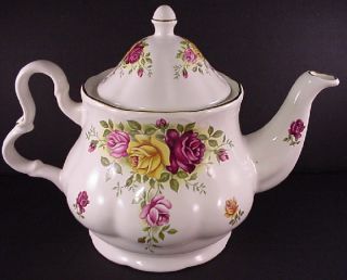 Caledonia Pottery Staffordshire England Teapot Roses EX