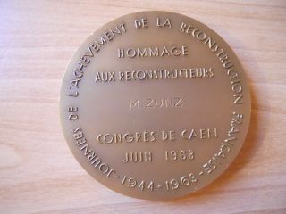1944 1963 Médaille Bronze Congres Caen Reconstructeurs