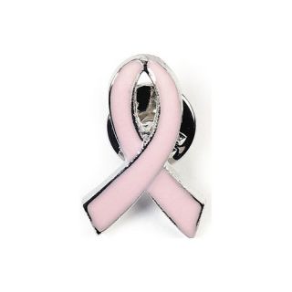12 metal ribbon pins breast cancer awareness pink