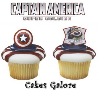 Captain America Avenger Cupcake Cake Ring Decoration Toppers 12