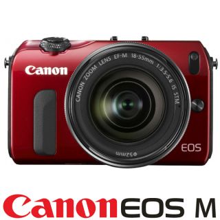 New Canon EOS M Camera Red EF M 18 55mm Is STM Mount Adapter 90EX Kit 