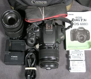 Canon EOS Rebel T3i 600D 18 0 MP Digital SLR w 18 55mm EF s Is 55 255 