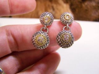  Candela Trbol 18kt Gold Sterling Diamond Dangle Earrings New