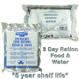 Mainstay Emergency Food 3600 calorie Bar 3 day survival water rations 