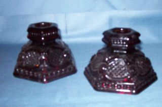 Vintage Avon Red Ruby Candle Holders Home Decor Collectable