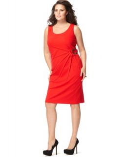Calvin Klein New Red Pleated Front Shift Cocktail Evening Dress Plus 