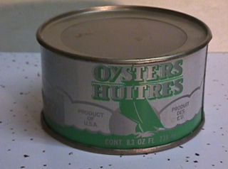 OZ HUITRES OYSTERS TIN OYSTER CAN FISHER SANFORD EASTERN SHORE OF 