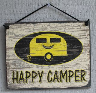 NEW Happy Camper Trailer RV Camp Camping Quote Saying Wood Sign Wall 