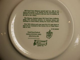 Canal Fulton Ohio Days Festival 1973 Collectible Plate Kettlesprings 