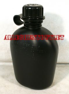 New G I Military 1qt Black Plastic Canteen 1 Qt BPA Free USA Made Free 