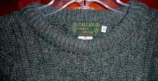 Hunter Green Callan Country Collection Ireland Wool Fisherman Cable 