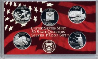   50 State Quarters Silver Proof Set w Box and Cao Frosted Bright