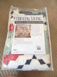   COUNTRY LIVING Quilt King Sz Capitola 104x92 Patchwork Sawtooth Border