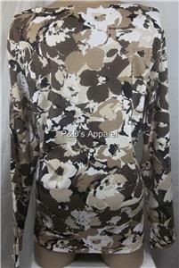 Womens Plus Size Clothing Karen Scott 1x 2X 3X Brown Camouflage Shirt 
