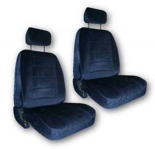 Blue Quilted Velour Car Auto Truck Seat Covers w Head rest Covers 5