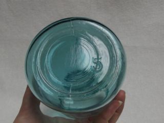 Antique Vintage Ball Mason Canning Jar Aqua Blue Glass Quart 5 Bottom 
