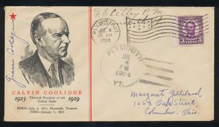 Calvin Coolidge Cacheted Cover Signed by Grace Coolidge
